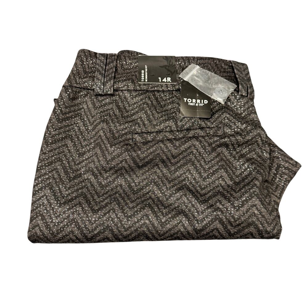 Torrid Pants Womens 14 (35x25) Chevron Ponte Ankle Skinny Black‎ Metallic NEW